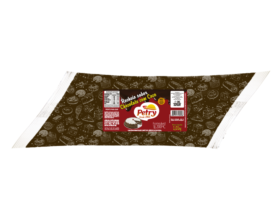 imagem de Recheio sabor chocolate com coco Petry 1,01kg Forneável