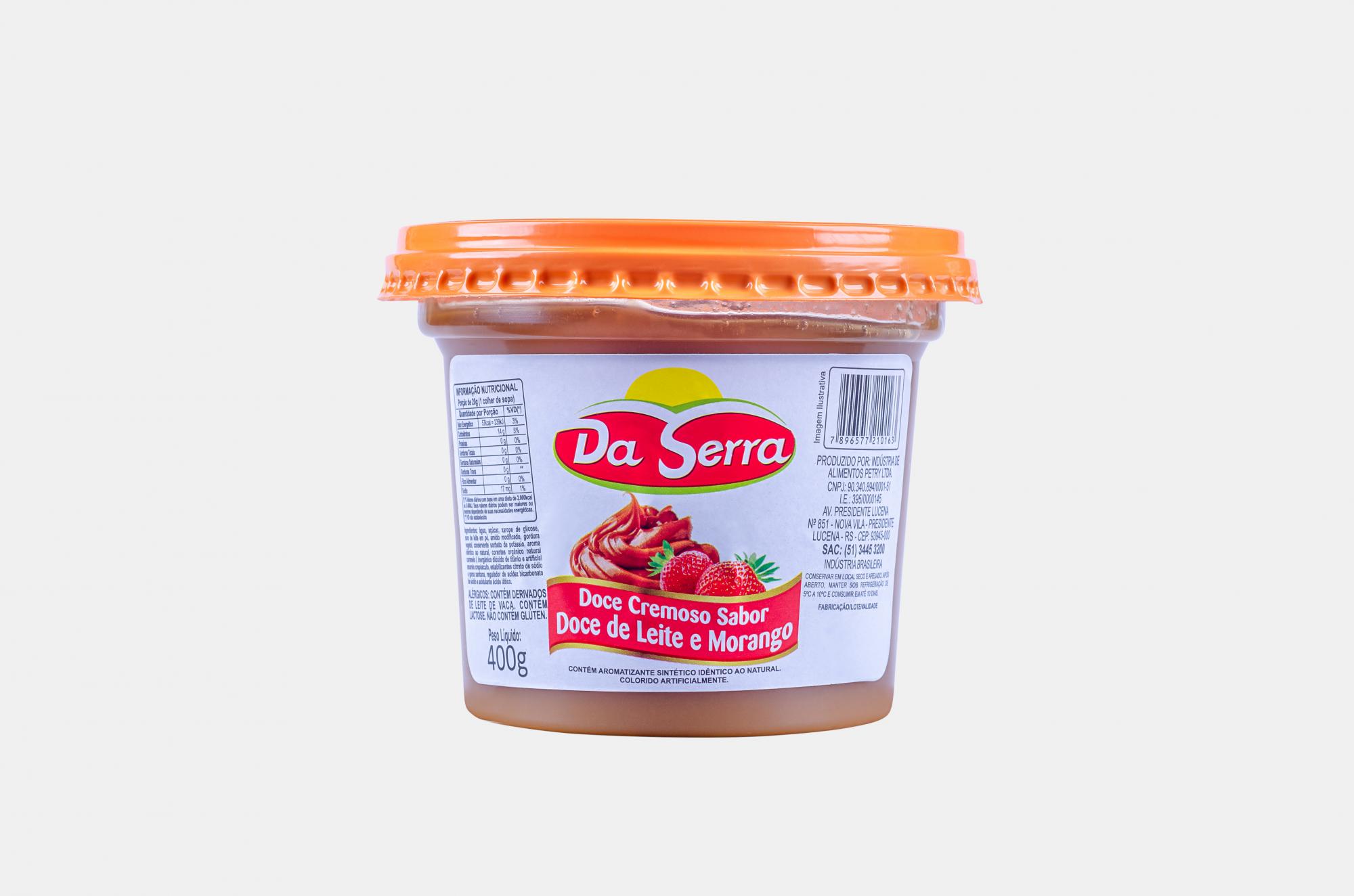 Doce cremoso sabor doce de leite e morango Da Serra 400g