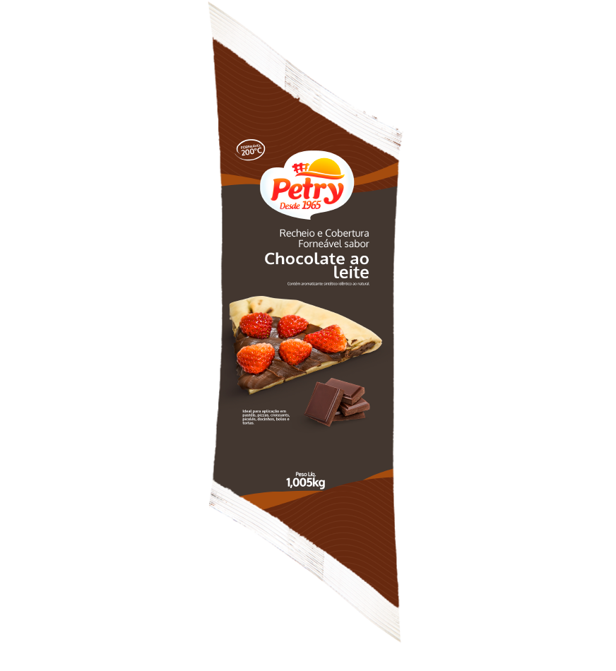 imagem de Recheio e Cobertura Forneável Sabor Chocolate ao Leite Petry 1,005kg