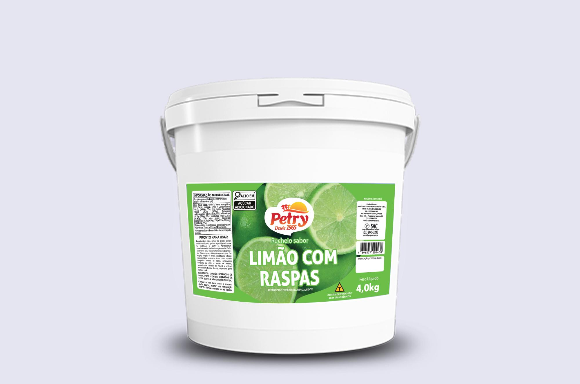 Recheio sabor limão com raspas Petry 4kg Forneável