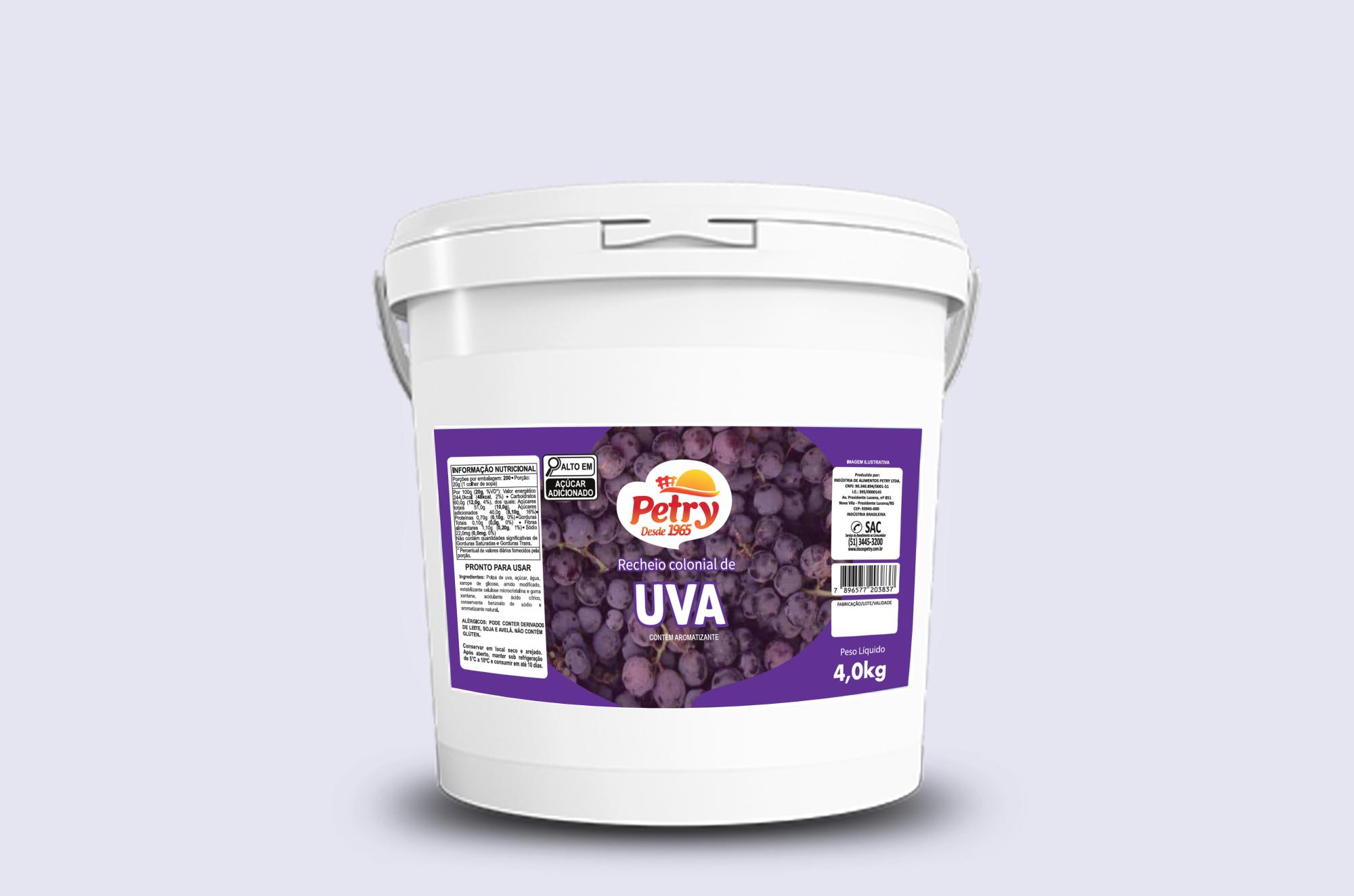 Recheio colonial de uva Petry 4kg Forneável