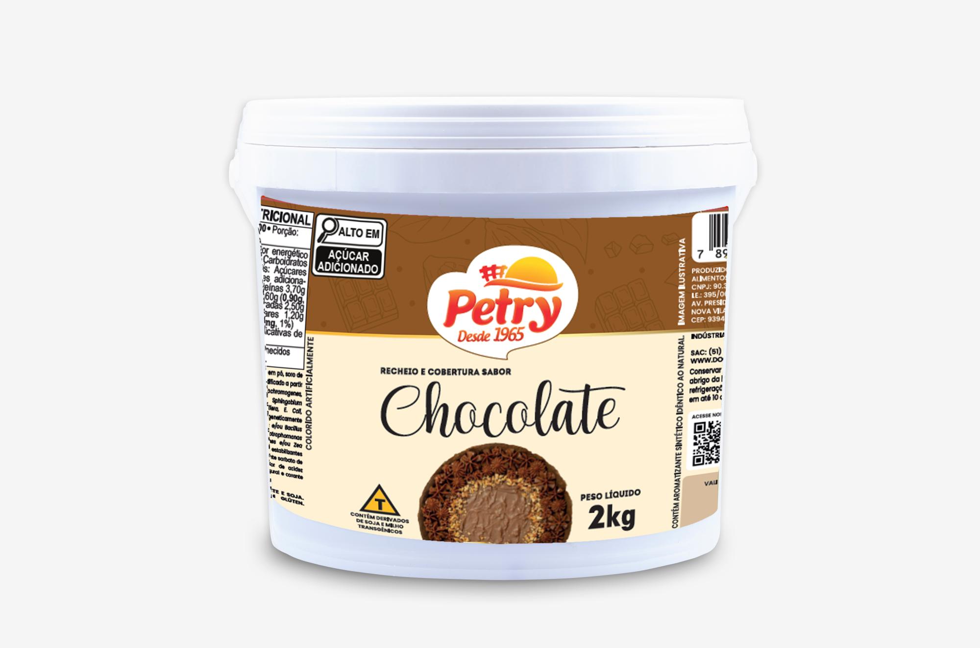 Recheio e cobertura sabor Chocolate Petry 2kg